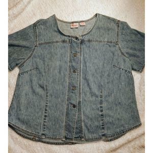 Crossroads Woman 22w Blue Denim Shirt short sleeve
